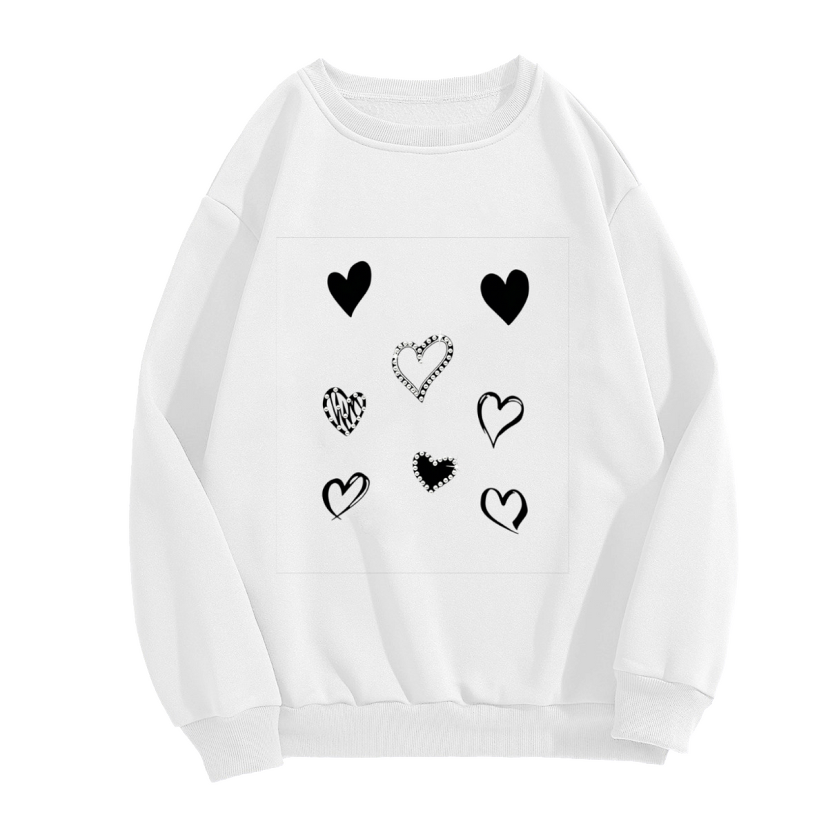 Mixed Hand?Drawn Sketch Hearts Aesthetic Crewneck Sweatshirt