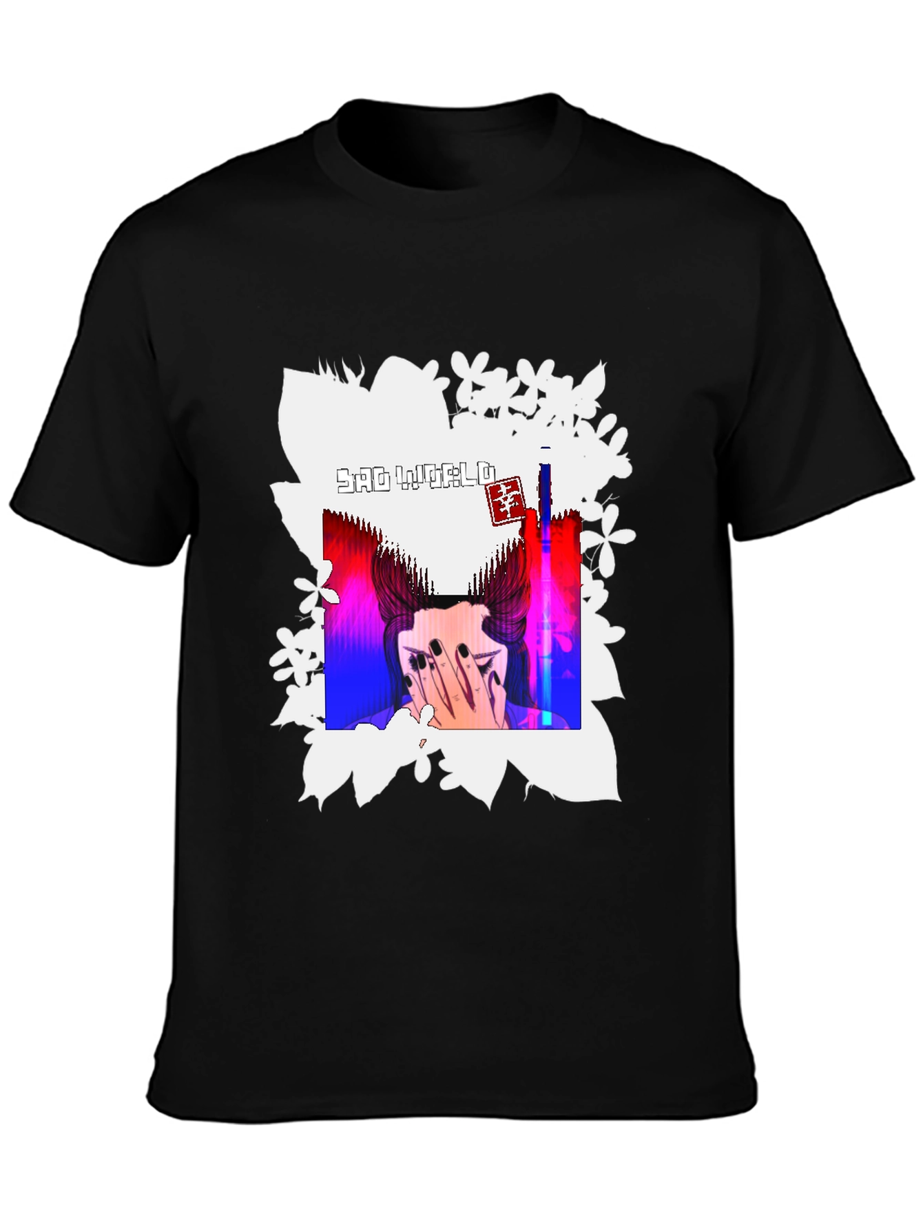Sad World Graphic Print Black T-Shirt