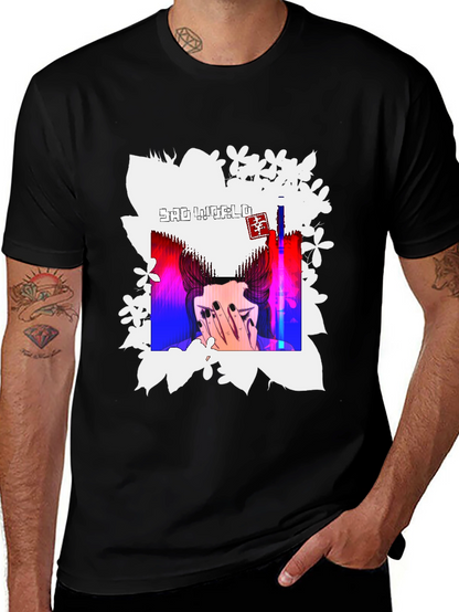 Sad World Graphic Print Black T-Shirt