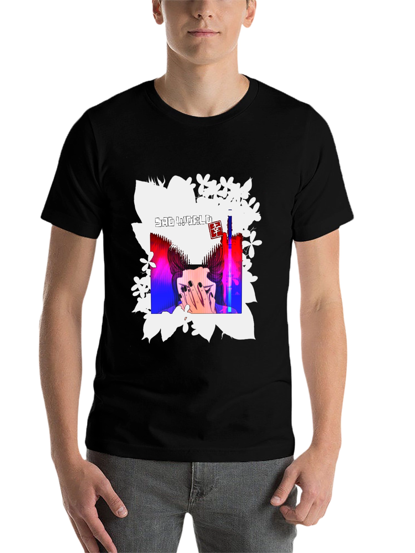 Sad World Graphic Print Black T-Shirt