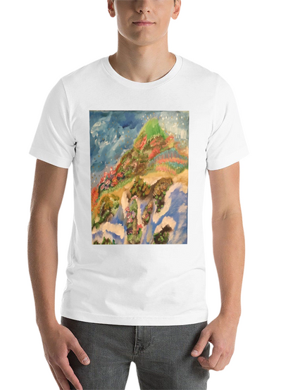 Artistic Mountain Print Black T-Shirt
