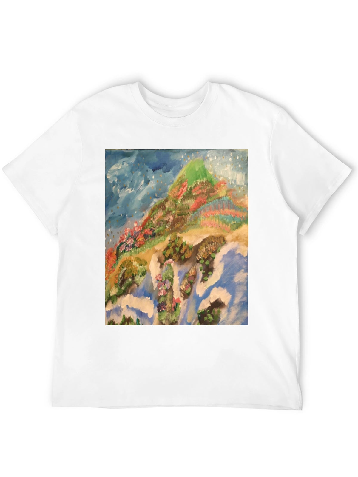 Artistic Mountain Print Black T-Shirt