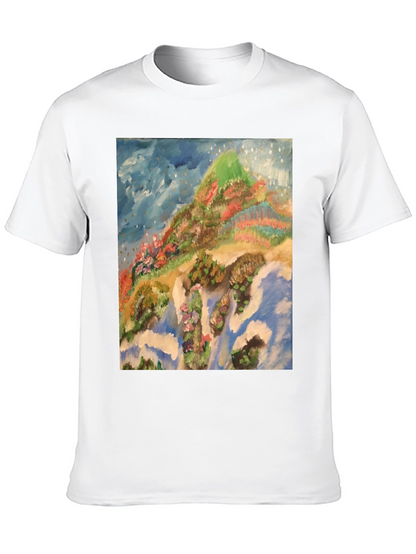 Artistic Mountain Print Black T-Shirt