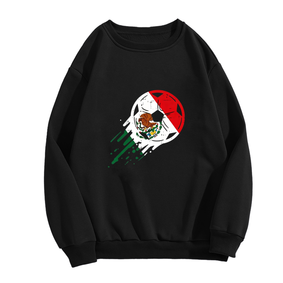 Mexico Flag Soccer Ball Patriotic Graphic Crewneck Sweatshirt