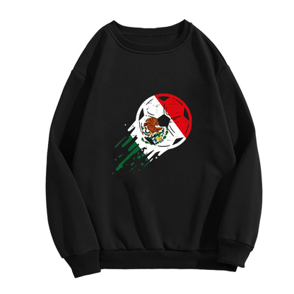 Mexico Flag Soccer Ball Patriotic Graphic Crewneck Sweatshirt