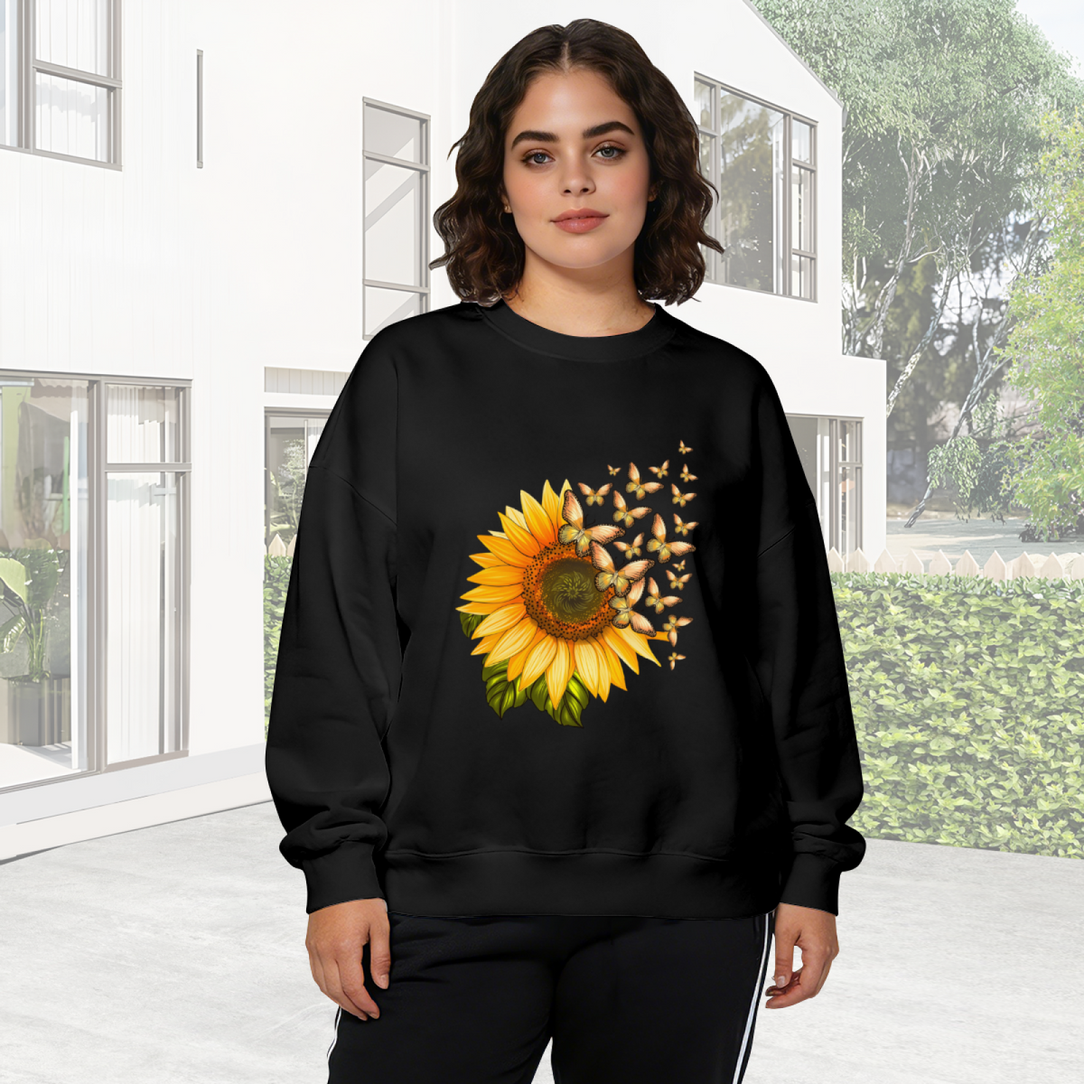 Playful Retro Clown Face Print Casual Crewneck Sweatshirt