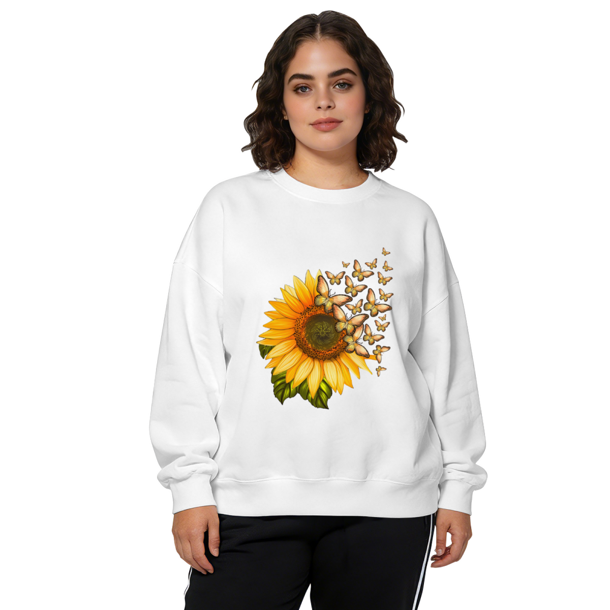 Playful Retro Clown Face Print Casual Crewneck Sweatshirt