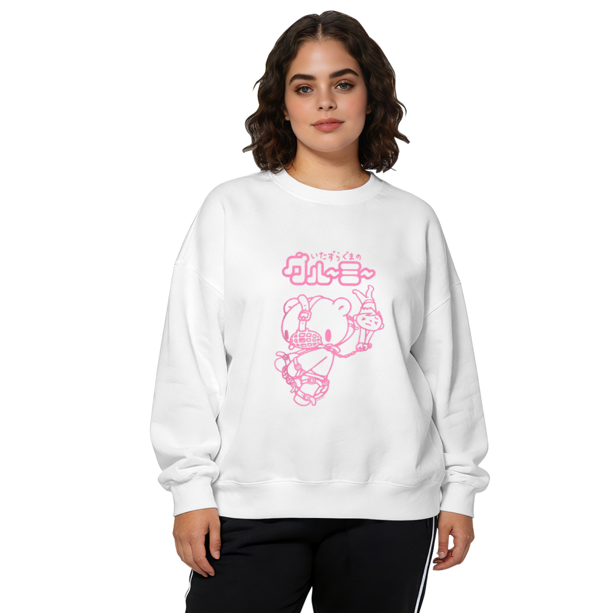 Cute Pink Japanese Cartoon Bear Kawaii Style Crewneck Sweatshirt