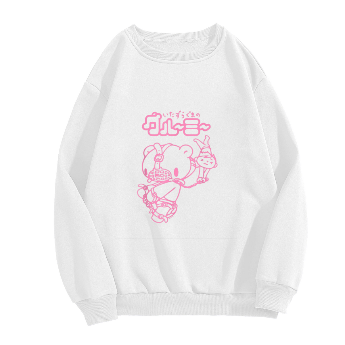 Cute Pink Japanese Cartoon Bear Kawaii Style Crewneck Sweatshirt