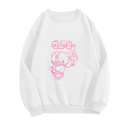 Cute Pink Japanese Cartoon Bear Kawaii Style Crewneck Sweatshirt
