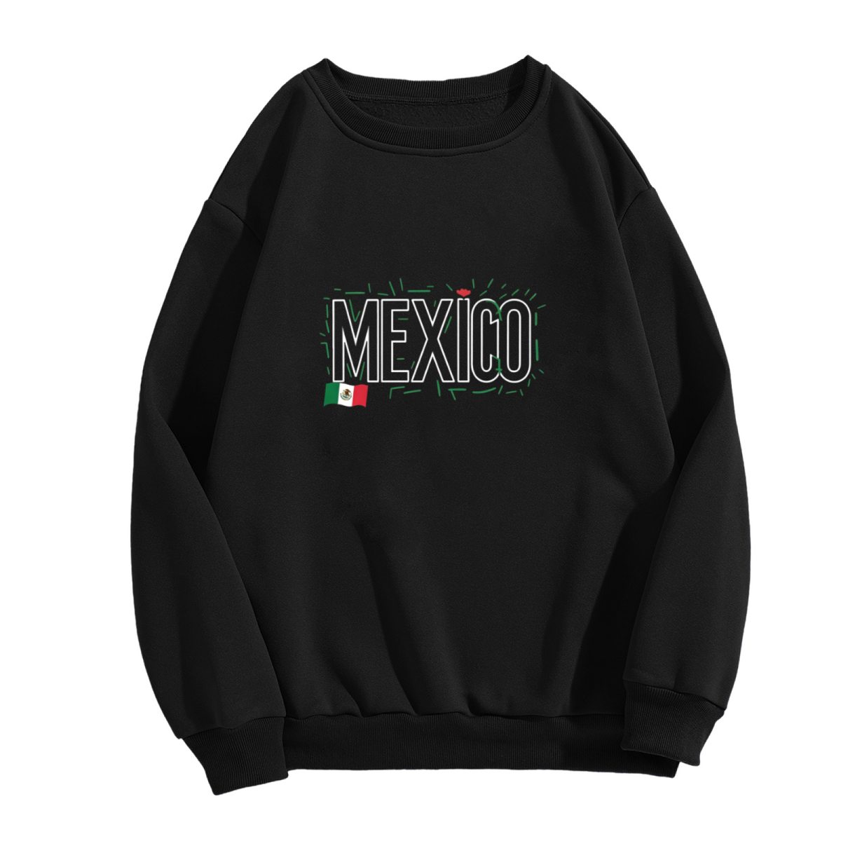 Trendy Mexico Flag Outline Art Crewneck Sweatshirt