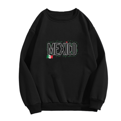 Trendy Mexico Flag Outline Art Crewneck Sweatshirt