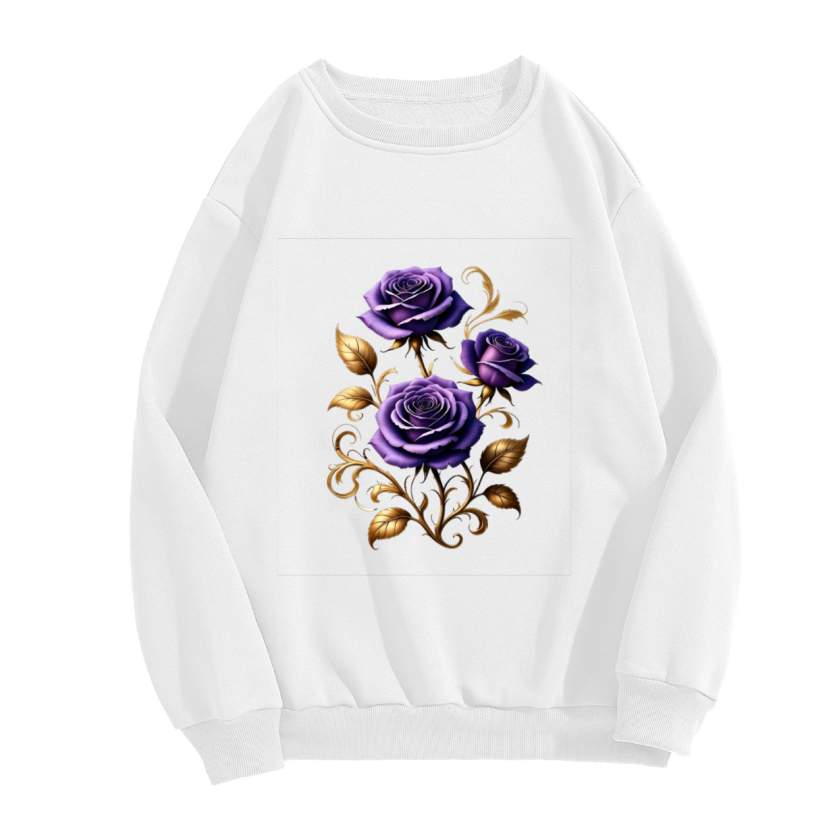 Dreamy Purple Rose Golden Ornament Crewneck Sweatshirt