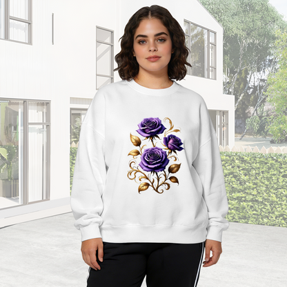 Dreamy Purple Rose Golden Ornament Crewneck Sweatshirt