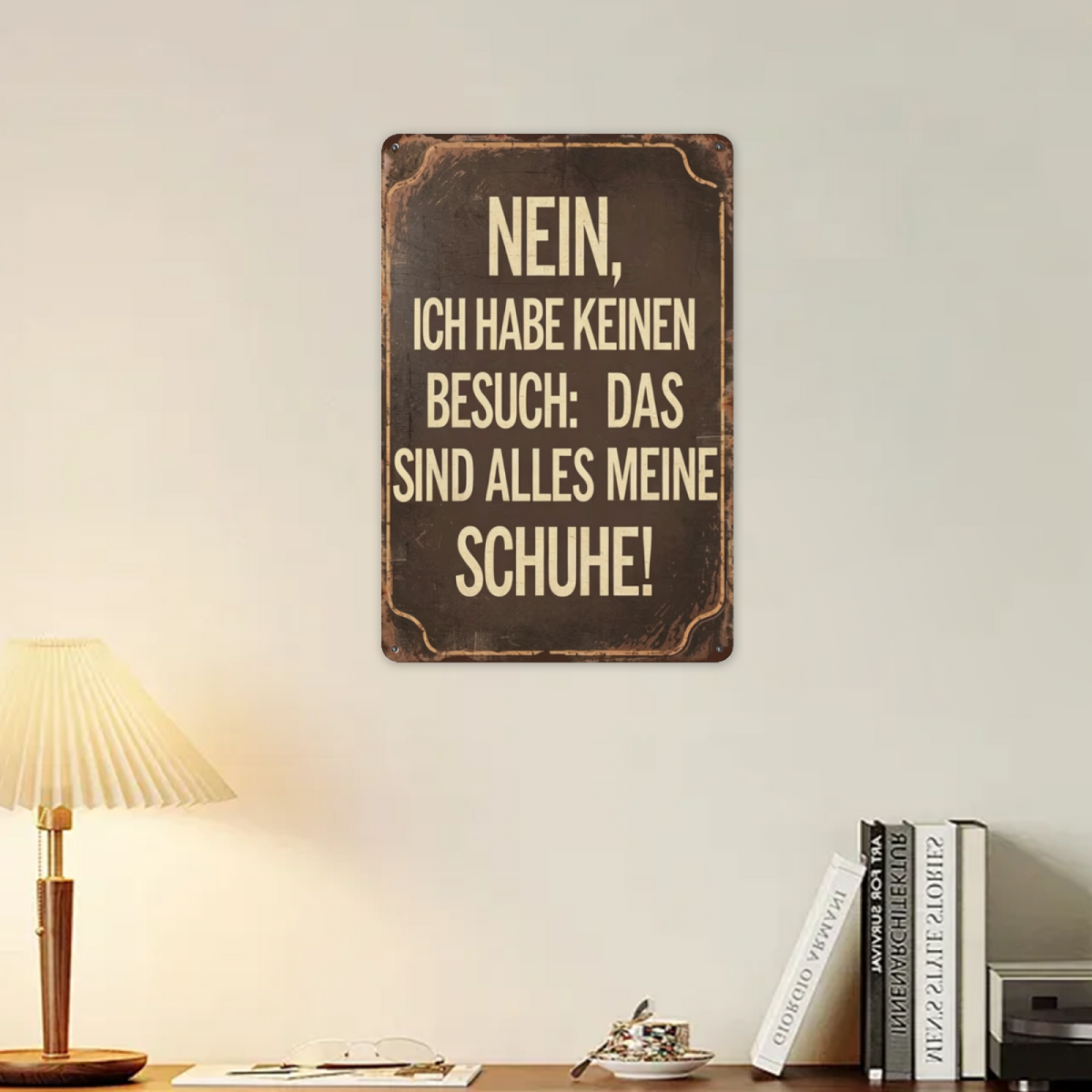 Funny German Shoe Joke Entryway Vintage Metal Sign