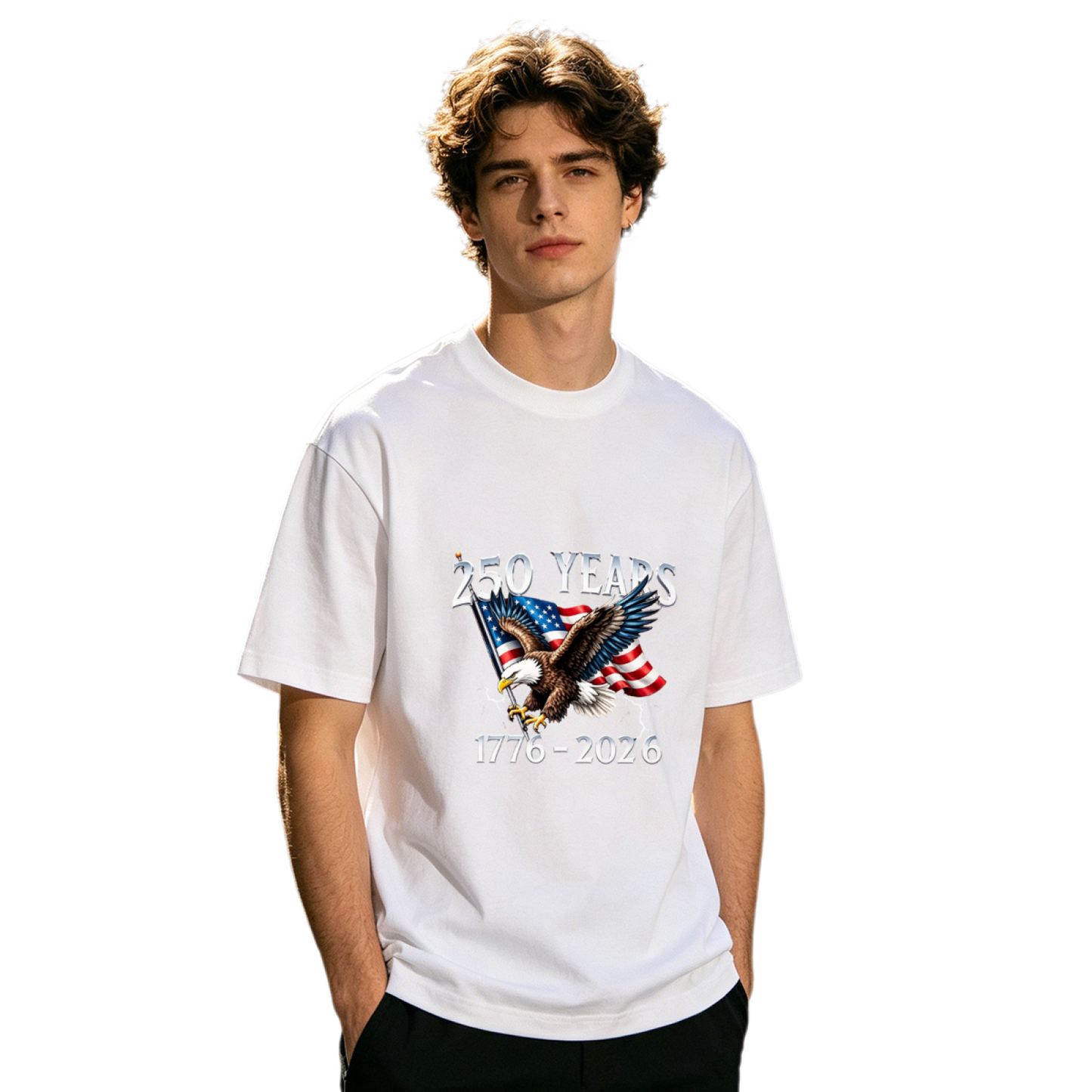 Men's 250 Years 1776-2026 American Eagle Patriotic Flag Tee