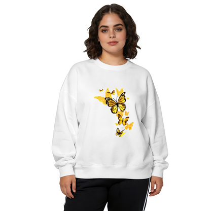 Bright Yellow Monarch Butterfly Golden Accent Crewneck Sweatshirt