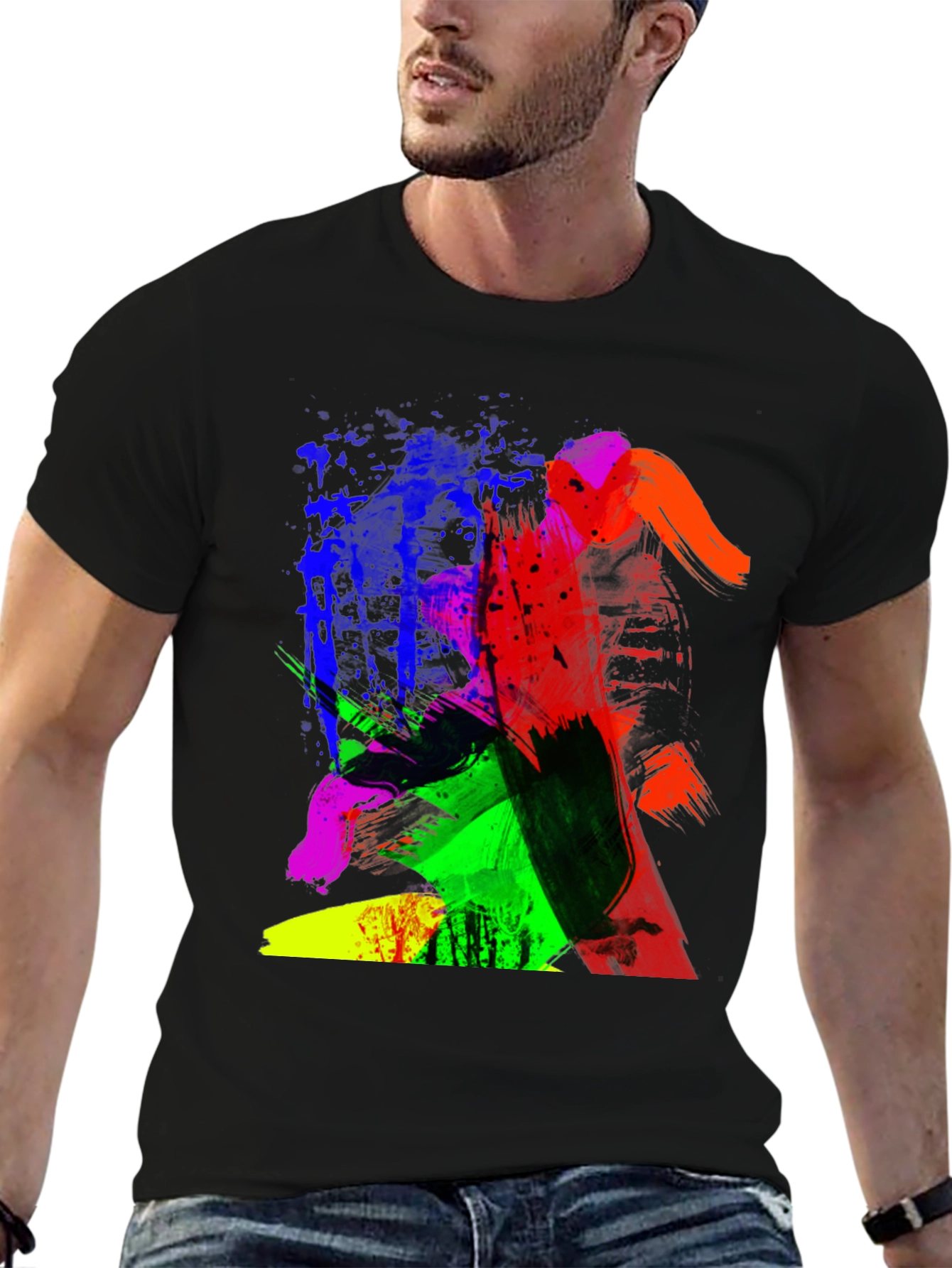 Abstract Art Graphic Print Black T-Shirt
