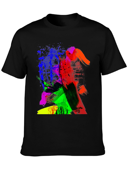 Abstract Art Graphic Print Black T-Shirt
