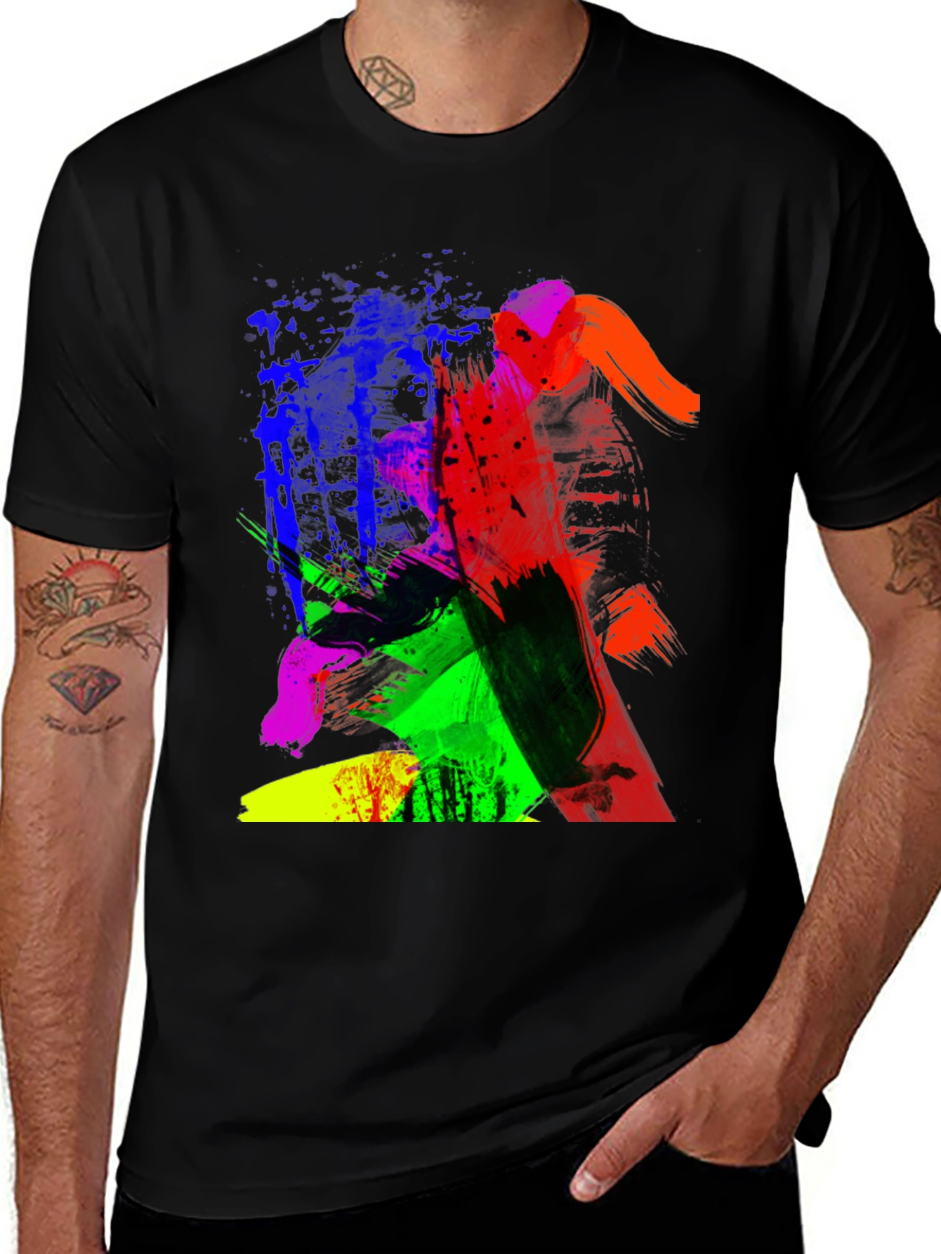 Abstract Art Graphic Print Black T-Shirt