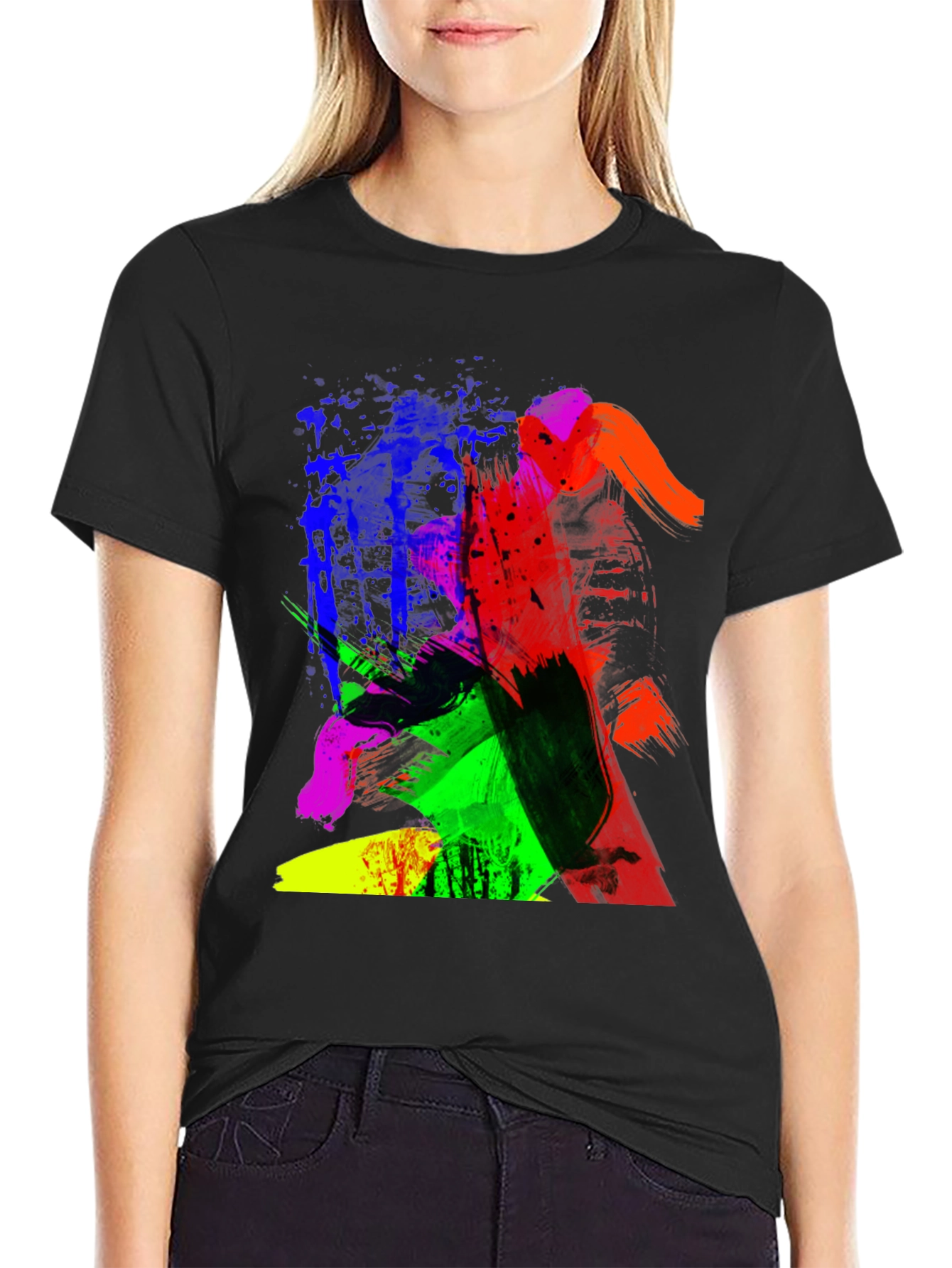 Abstract Art Graphic Print Black T-Shirt