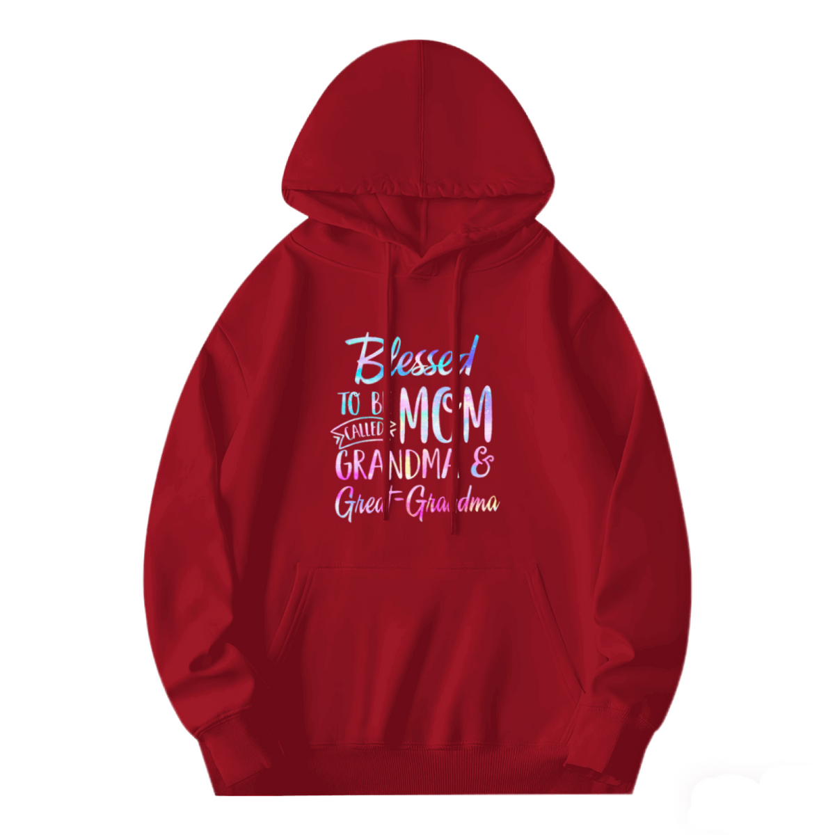 Blessed Mom Grandma Great Grandma Colorful Text Hoodie, Warm Family Top