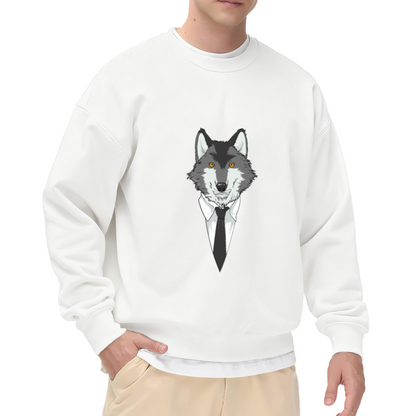 Dapper Business Wolf Cool Animal Graphic Sweatshirt