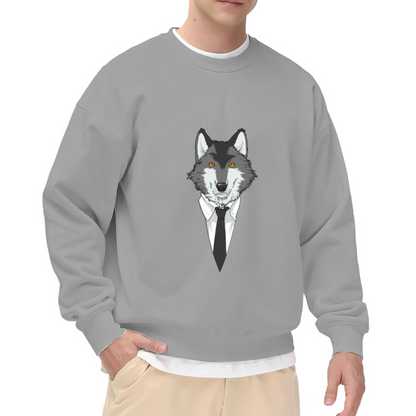 Dapper Business Wolf Cool Animal Graphic Sweatshirt