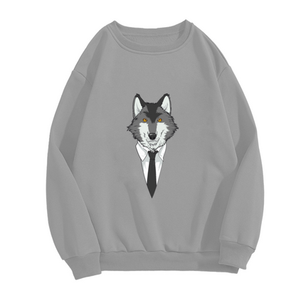 Dapper Business Wolf Cool Animal Graphic Sweatshirt