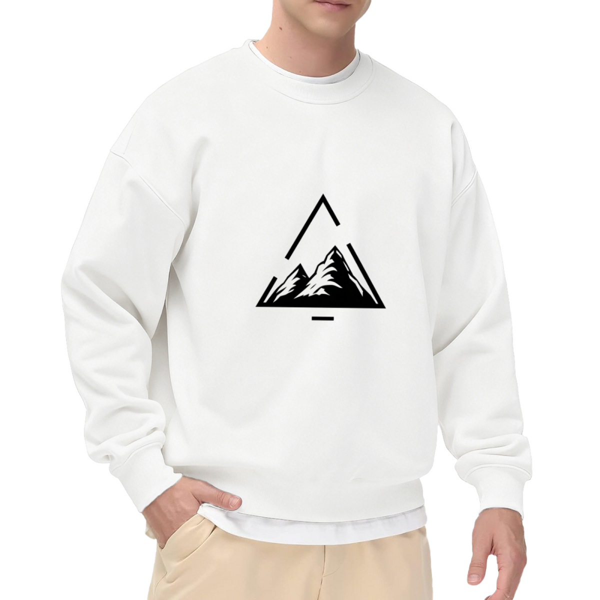 Triangle Mountain Minimalist Line Art Crewneck Sweatshirt