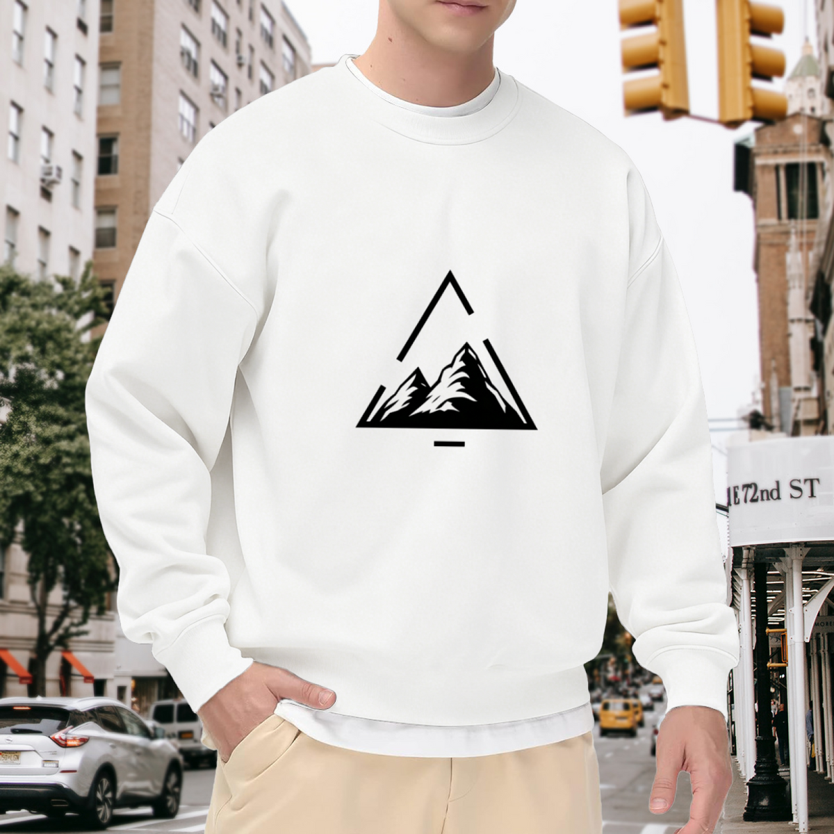 Triangle Mountain Minimalist Line Art Crewneck Sweatshirt