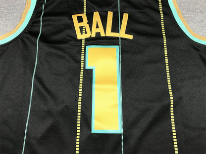 Men's Charlotte Hornets LaMelo Ball #1 Black 2022/23 Swingman Jerseys - City Edition