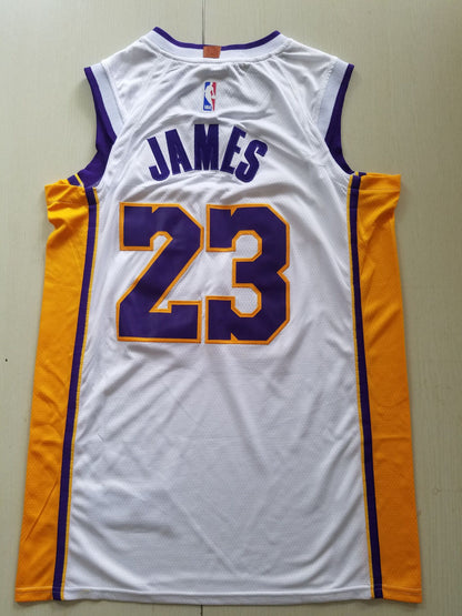 Men's Los Angeles Lakers LeBron James #23 NBA White Swingman Jerseys