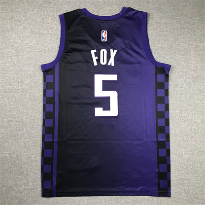 Men's Sacramento Kings De'Aaron Fox #5 Purple Swingman Jerseys - Statement Edition
