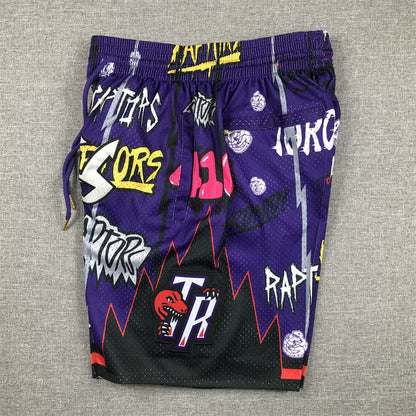 Men's Toronto Raptors Purple Graffiti Edition Pocket Shorts1
