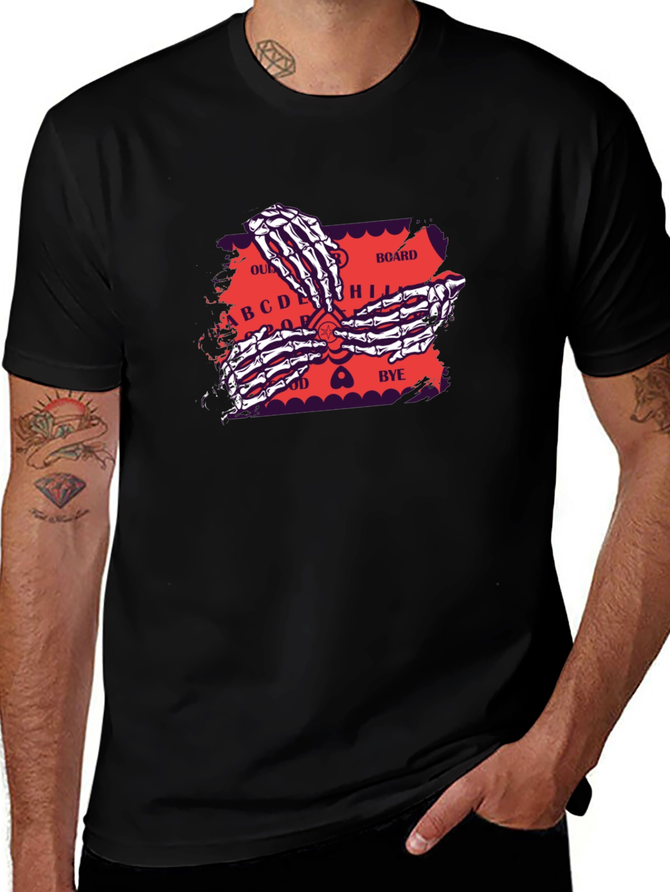 Ouija Board Skeleton Hands Graphic Tee