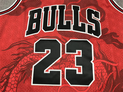 Men's Chicago Bulls Michael Jordan #23 Red Year of Dragon Edition Swingman Jerseys