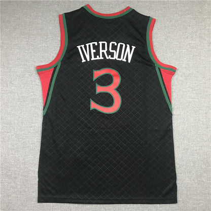 Men's Philadelphia 76ers Allen Iverson Black 1996-97 Hardwood Classics Jerseys