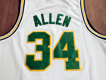 SuperSonics No. 34 Ray Allen Retro White Premium Mesh