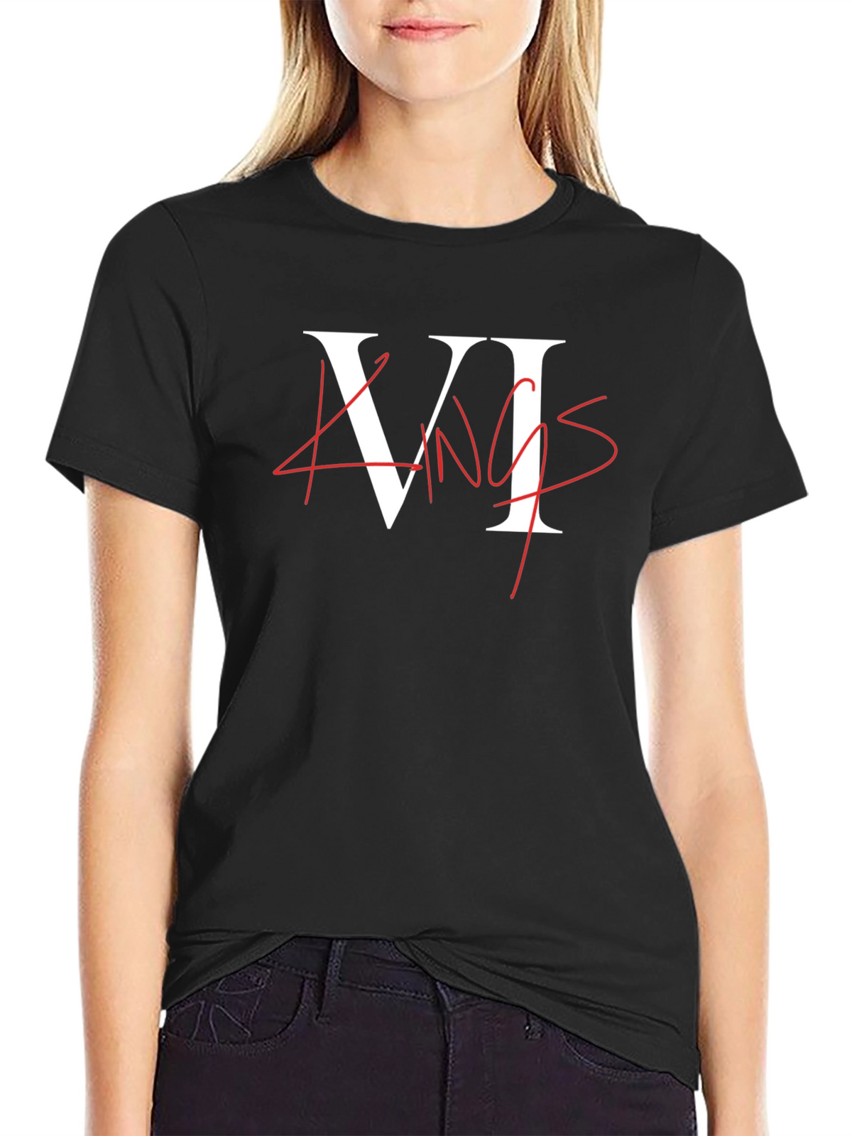 VI Kings Graphic Tee - Black Crew Neck T-Shirt