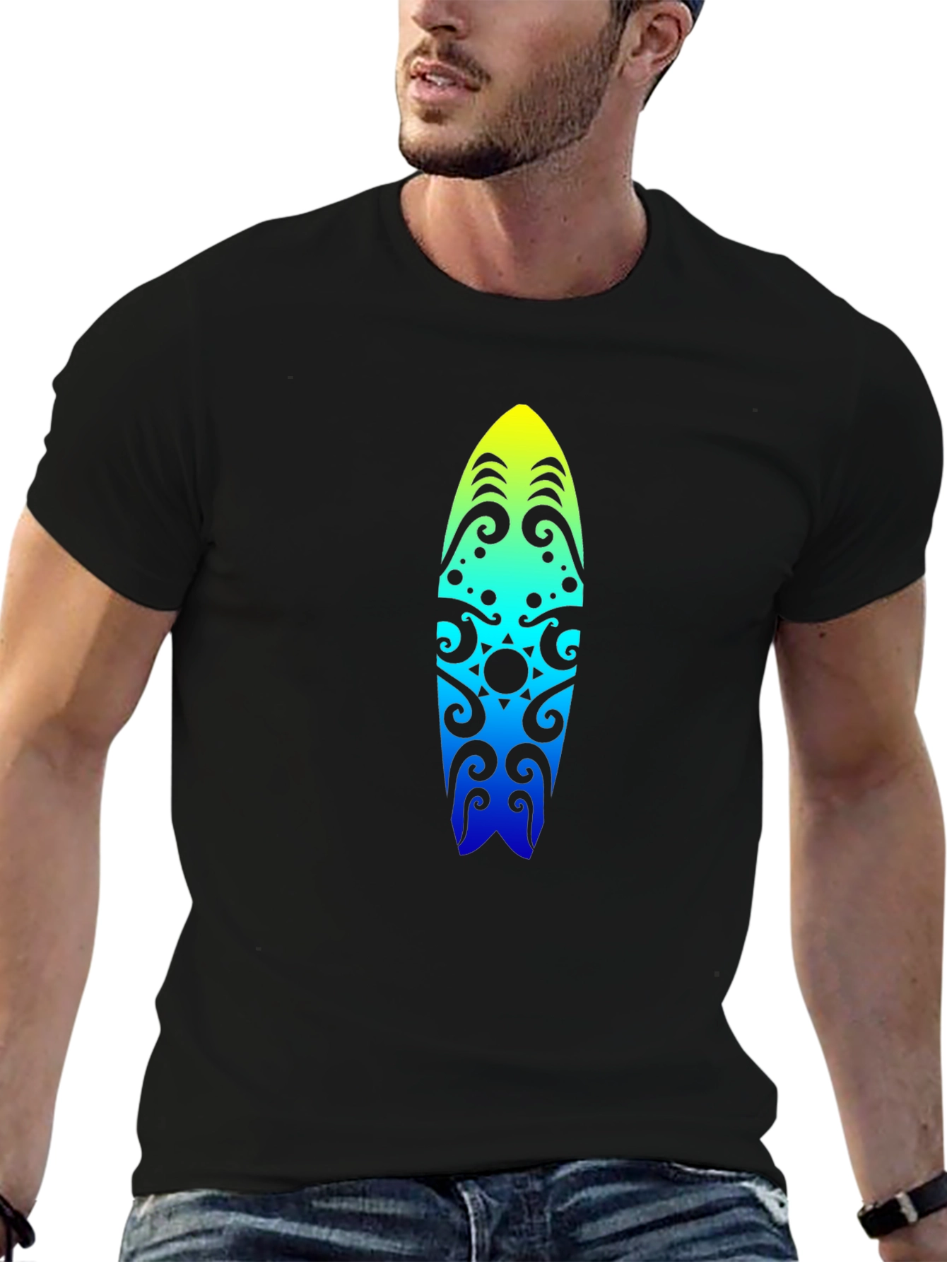 Surfboard Graphic Black T-Shirt
