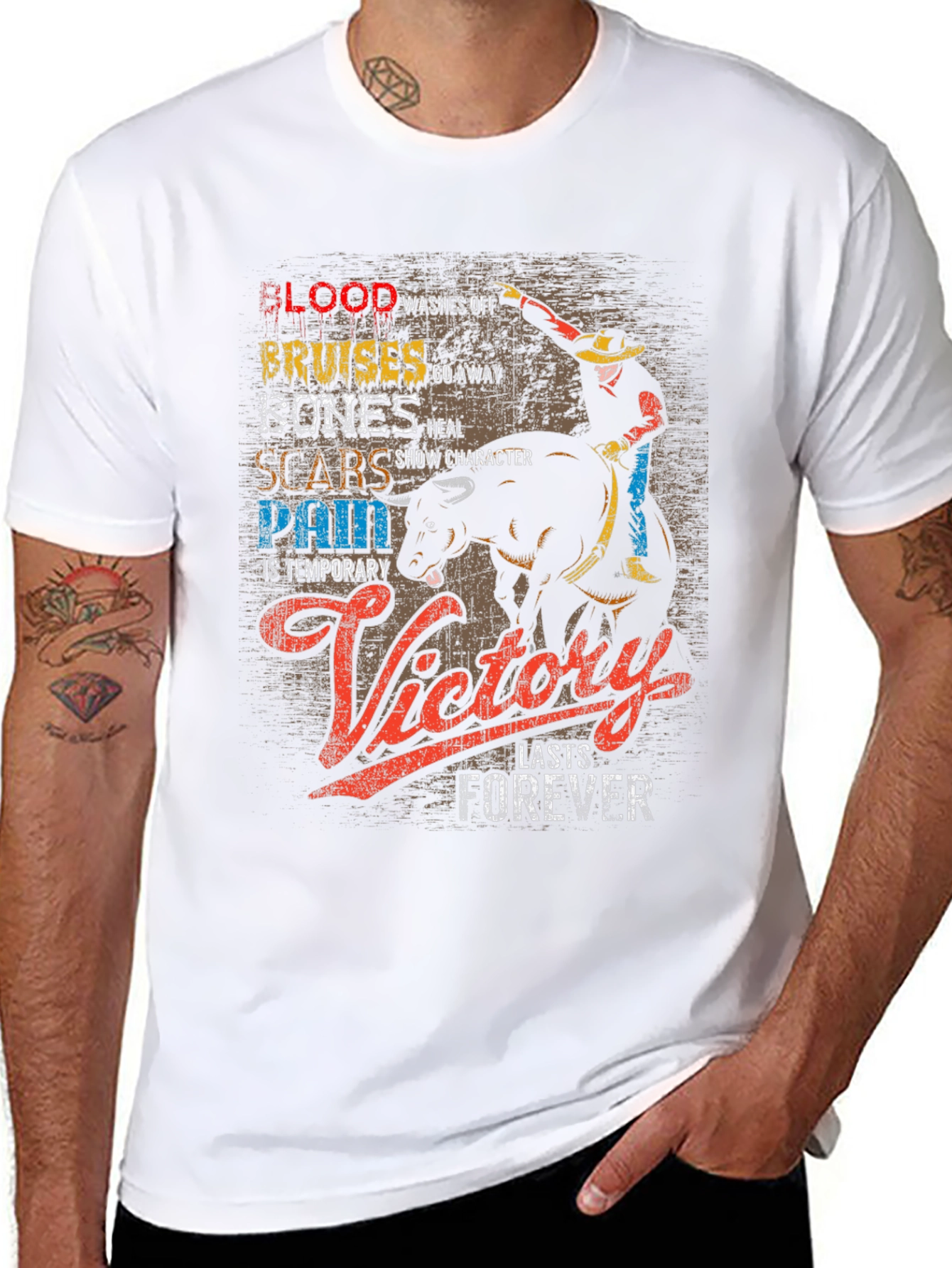 Cowboy Victory T-Shirt: Blood Bruises Bones & Scars