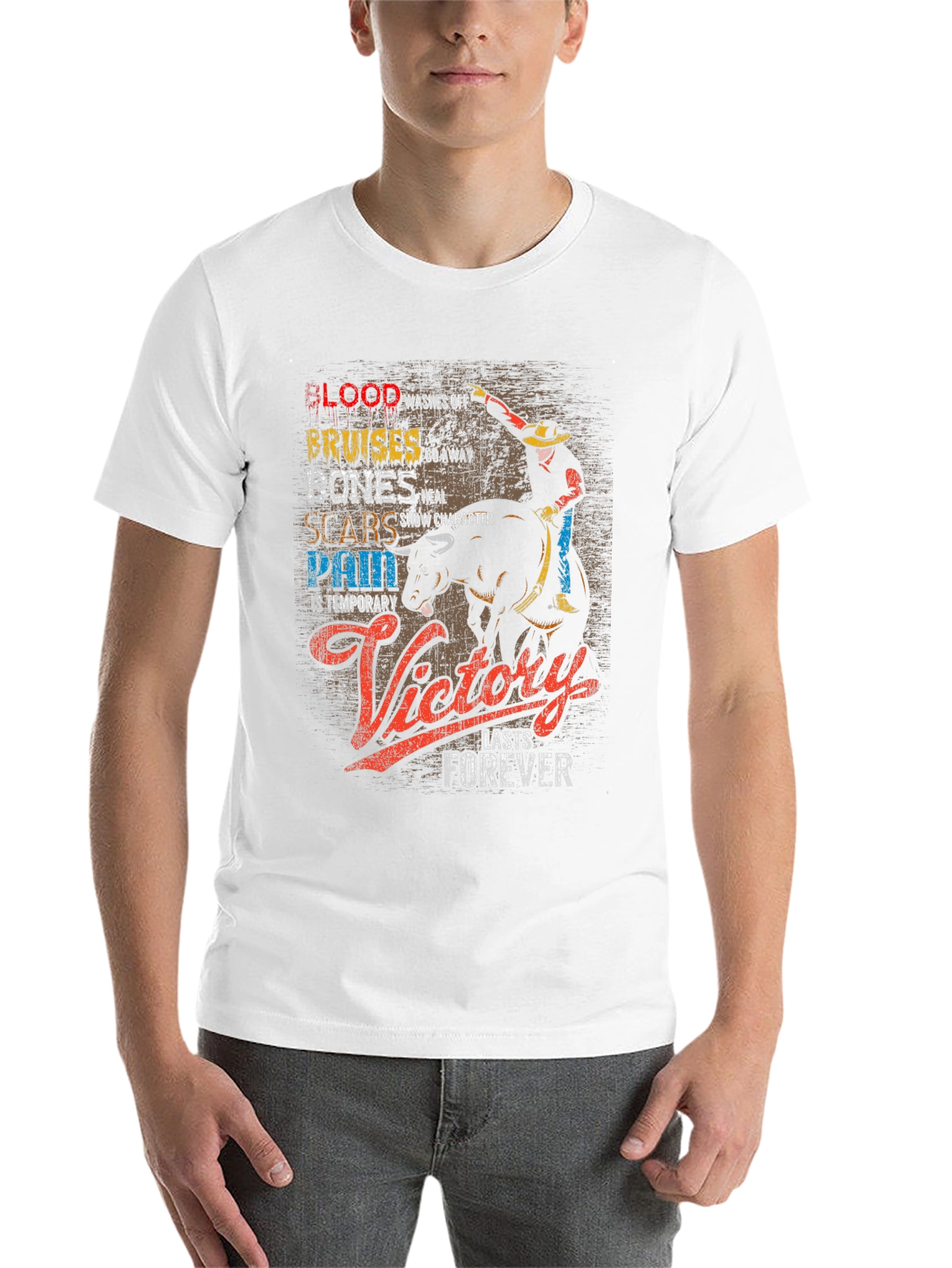 Cowboy Victory T-Shirt: Blood Bruises Bones & Scars