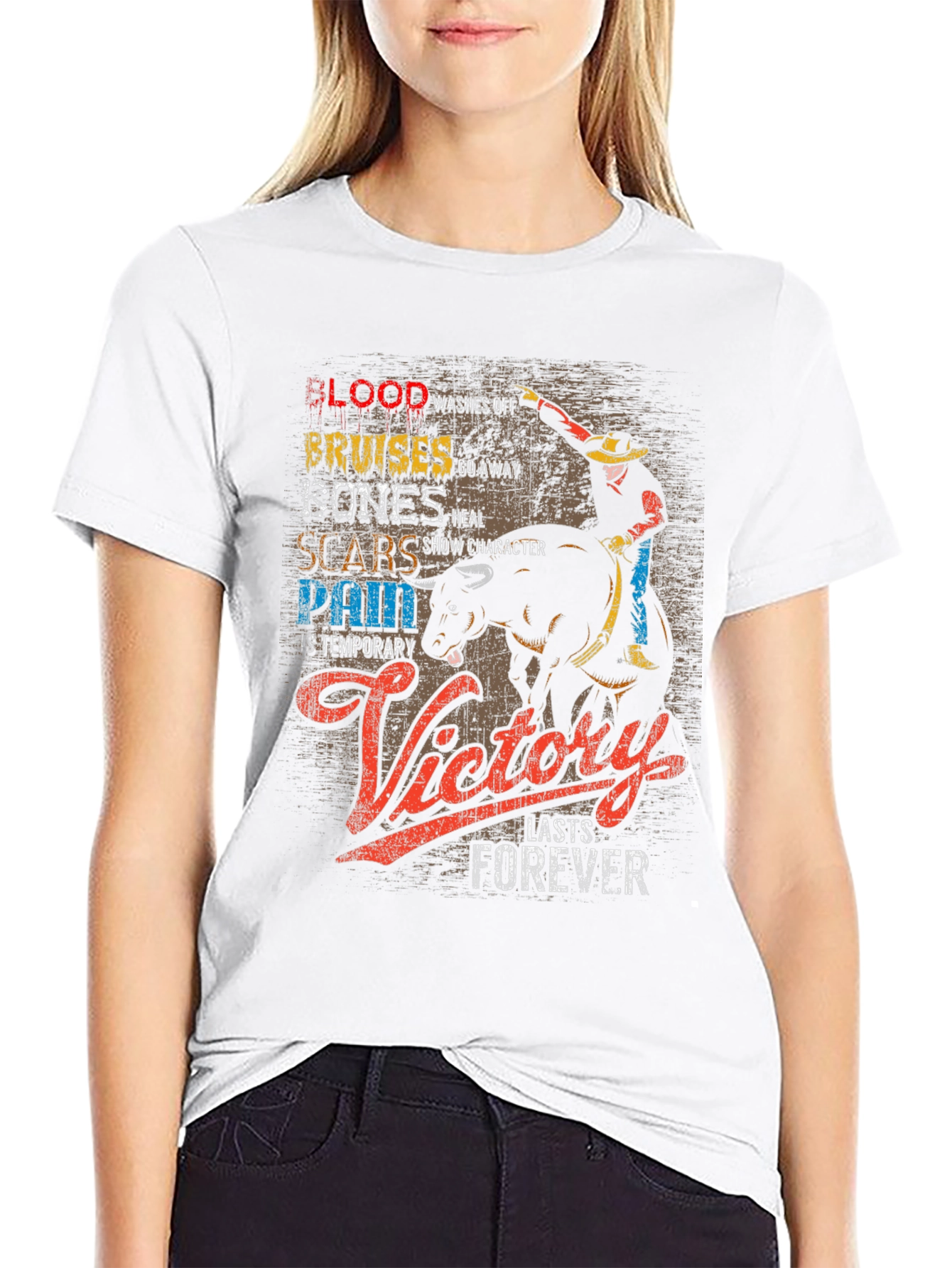 Cowboy Victory T-Shirt: Blood Bruises Bones & Scars