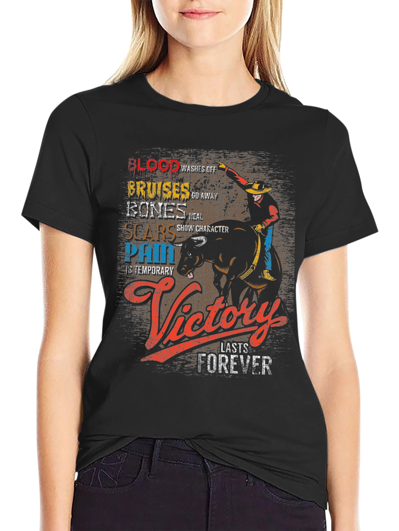 Cowboy Victory T-Shirt: Blood Bruises Bones & Scars