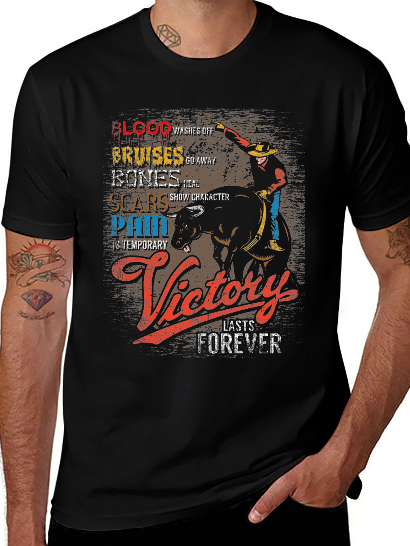 Cowboy Victory T-Shirt: Blood Bruises Bones & Scars
