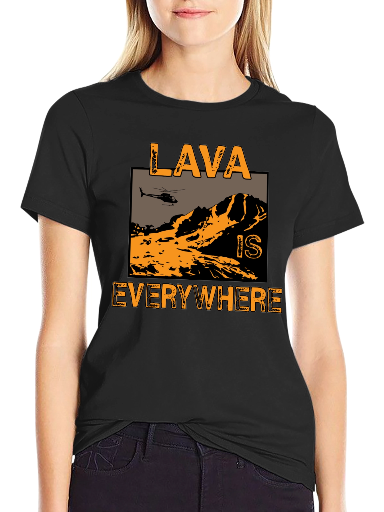 Lava is Everywhere Graphic T-Shirt - Black Cotton Blend