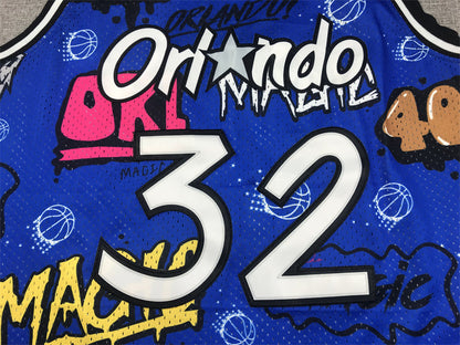 Men's Orlando Magic Shaquille O'Neal #32 Blue Swingman Graffiti Edition Jerseys