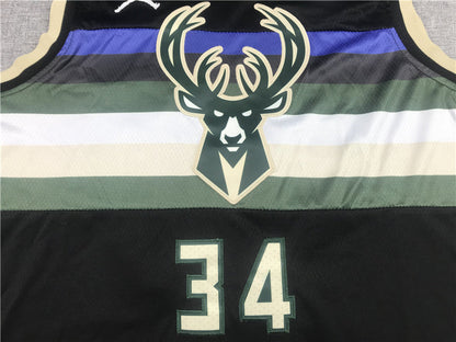Men's Milwaukee Bucks Giannis Antetokounmpo #34 Black Replica Player Jerseys
