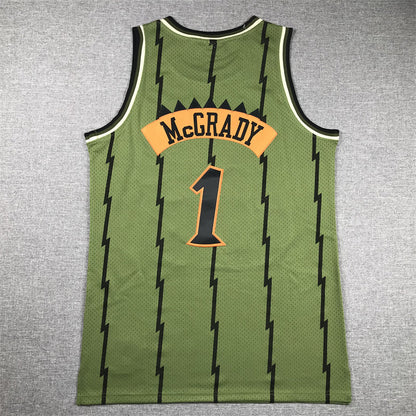 Men's Toronto Raptors Tracy McGrady #1 Army Green 1998-99 Hardwood Classics Swingman Jerseys